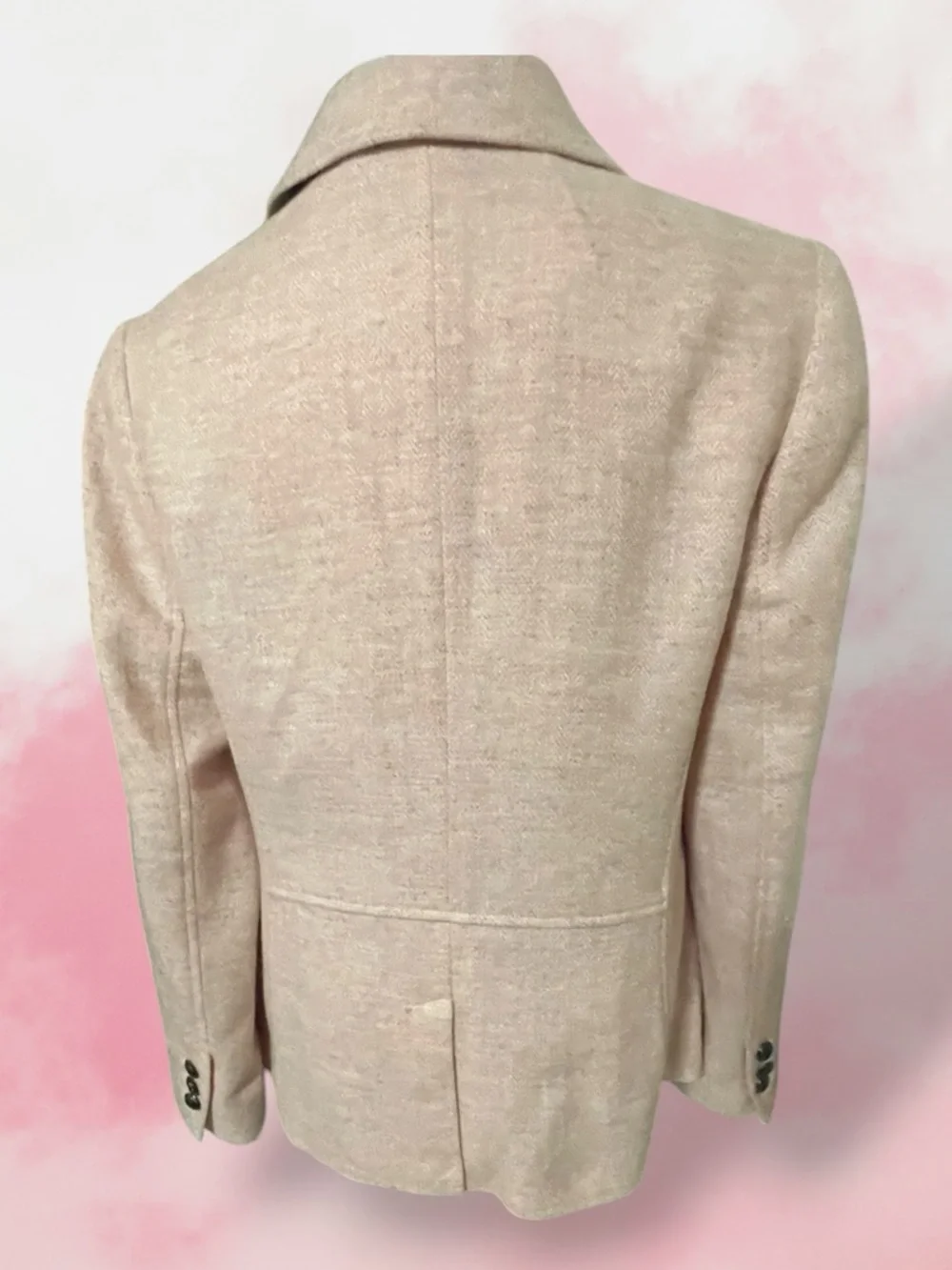 Talbots SHETLAND WOOL BLAZER - HEATHERED Houndstooth Size 12 Pink Lined